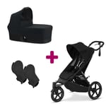 Cybex Pack Poussette duo Avi Spin Moon Black + adaptateurs cot S nacelle Cot Magic