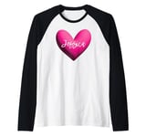 Jessica Pink Name Heart Love Woman Girl Friend Jess Jessi Raglan Baseball Tee