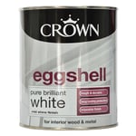 Crown Eggshell Pure Brilliant White - Wood & Metal - Paint  750ml