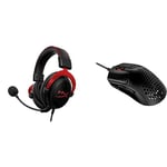 HyperX Cloud II – Gaming Headset PC/PS4/PS5, Red & Pulsefire Haste – Gaming Mouse – Ultra-Lightweight, 59g, Honeycomb Shell, Hex Design, HyperFlex Cable, Up to 16000 DPI, 6 Programmable Buttons, Black