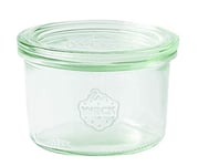 Weck 751 Lot de 12 bocaux en verre transparent 200 ml avec couvercle en verre pour conservation de la chaleur Résiste au micro-ondes Passe au four à bord rond