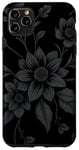 Coque pour iPhone 11 Pro Max Esthétique florale noire pour les amateurs de motifs élégants