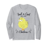 Just a Girl Who Loves Chickens Yellow Lover Women Girls Long Sleeve T-Shirt