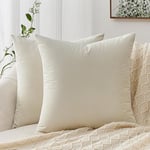 Topfinel Housse de Coussin Canapé 45x45 Décoration Salon Chambre Bebe Lot de 2 Housses Coussin en Velours Doux Chambre Chaise Lit Fauteuil Relex Jardin Déco Moderne, Blanc Crème Lot de 2