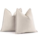 ZWJD Housse de Coussin Beige 45x45, Lot de 2 Housse Coussin en Chenille Coussin Canape pour canapé au Design élégant, Coussins Décoratifs Doux et Luxueux pour canapé, lit et décoration de la Maison