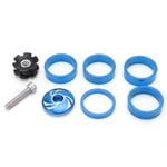 (Blue)Bike Headset Front Fork Top Cap And Star Nut With Aluminum Screw Set RE