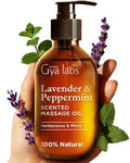 Gya Labs Lavender & Peppermint Massage Oils for Massage Therapy - Aromatherapy Body Massage Oil for Sore Muscles & Skin - Crafted with Jojoba, Argan, Sunflower, Sweet Almond & Vitamin E (200 ml)