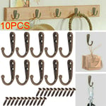 10X Wall Door Robe Hooks Single Hangers for Towel Clothes Hat Key with Screws