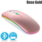 Souris sans fil Bluetooth 5.0,2.4 DPI,Rechargeable par USB,lumière RGB,pour ordinateur portable,Macbook,PC de jeu,1600 GHz - Type Rose Gold