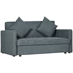 HOMCOM 2 Seater Sofa Bed Convertible Bed Settee w/ 2 Cushions Storage Dark Grey