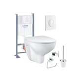 Pack WC sans bride Bau Ceramic avec abattant slim + Bâti support WC Rapid SL + plaque de commande Start blanc alpin + Accessoires