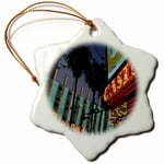 3dRose Neon Casinos, Freemont Street, Las Vegas, Nevada, Julien Mcroberts Snowflake Ornament, Multi-Colour, 3-Inch