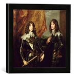 'Image encadrée de Sir Anthony van Dyck "Prince Charles Louis (1617–80) Elector Palatine and his Brother, Prince Rupert (1619–82) of the palatinate, 1637, d'art dans le cadre de main de qualité Photos, 30 x 30 cm, noir mat