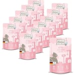 MjAMjAM - nourriture humide premium pour chat - Quetschie - Poulet juteux pour chaton à l'huile de saumon, pack de 12 (12 x 125 g), sans céréales avec supplément de viande