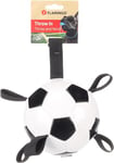 Flamingo Jouet pour Chien Towa Ballon de Football avec Rubans 14cm Blanc/Noir - Flottant