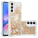 COTDINFOR Compatible avec Samsung Galaxy A05S Coque Bling Liquide Étui Silicone Paillette Glitter Floating Antichoc Protective Transparent Bumper Phone Cover pour Galaxy A05S TPU Love Gold YBWTLS.