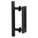 DBREAKS 30cm Noir poignee de porte coulissante, Poignée Porte Grange, poignee de porte interieur, poignee porte coulissante, avec Accessoires de Montage, pour portails, garages, armoires