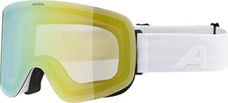 ALPINA PENKEN Lunettes de ski OTG avec effet miroir, renforcement du contraste et polarisées avec protection UV 100 % pour adultes, blanc mat, taille unique