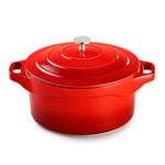 Pradel Excellence - PCUI003002 - Cocotte Ronde en Fonte d'Aluminium Magma Ø24cm, Revêtement Anti-Adhésif Façon Pierre, 2 Maniques Amovibles, Tous Feux