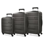 Roll Road Flex Grey Luggage Set 55/65/75 cm Rigid ABS Combination Lock 182 Litre 4 Wheels Hand Luggage