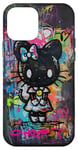 Coque pour iPhone 12 mini Graffiti gothique noir Kitty Hello Halloween Print