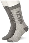 Levi's Logo Micro Stripe Unisex Regular Cut Socks 2 Pack Classic, mid Grey Melange, 39