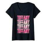 Womens Tiffany First Name I Love Tiffany Vintage Groovy Birthday V-Neck T-Shirt