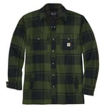 Carhartt Mens Flannel Sherpa Lined Shirt Jacket - Green - Size Large