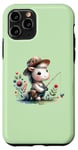 iPhone 11 Pro Adorable Horse Fishing and Floral On Green Case