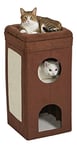 MidWest Homes for Pets Cat Condo; Tri-Level Design in Brown Faux Suede & Synthetic Sheepskin; 37.08L x 37.39W x 77.19H Centimeters; Model 137-BRC