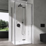 Sogood Cabine de Douche en Angle Receveur de douche compris 70x100x195cm Porte Pliante en Verre Transparant Design Ravenna37