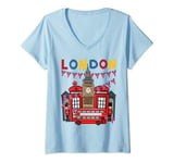 Womens London Souvenirs Idea For Kids & English British Memorabilia V-Neck T-Shirt