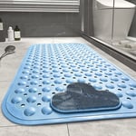 Tapis de douche antidérapant 70 x 40cm Tapis de bain de massage, tapis de bain avec trous de drainage et ventouses - Bleu