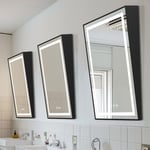 Tilt LED Bathroom Mirror with Lights Black Frame Backlit Dimmable Vanity Mirror