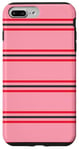 Coque pour iPhone 7 Plus/8 Plus Rose et rouge rayé mignon girly esthétique Preppy Stripe