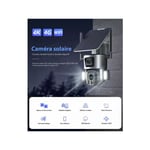 Caméra Surveillance Sécurité Solaire Sans fil Extérieure 4K 8MP 4G 360° Double Objectif Zoom Optique 10X Détection mouvement