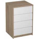 Pegane - Commode Meuble de rangement coloris chêne / blanc - Longueur 50 x Hauteur 73.4 x Profondeur 45 cm