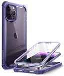 i-Blason Ares for iPhone 14 Pro Max Case 6.7 inch (2022), Full-Body Clear Rugged Bumper Case with Built-in Screen Protector (Purple)