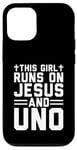 Coque pour iPhone 12/12 Pro Cette fille court sur Jesus and Uno, jeu de cartes chrétien amusant