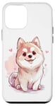 Coque pour iPhone 12 mini Chien mignon et moelleux entouré de cœurs