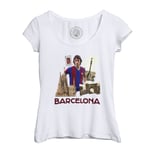 T-Shirt Femme Col Echancré Barcelona Collage Ville Carte Postale Fc Barcelone