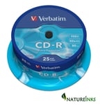 25 Genuine Verbatim Extra Protection CD-R 52x 700MB 80m Blank CD Discs 43432