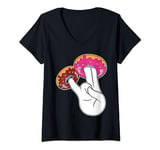 Womens Funny Inappropriate and Embarrassing Dirty Adult Humor Donut V-Neck T-Shirt