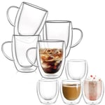 Lot de 8 Double Paroi en Verre à Café 4 x 350ml Tasses à Café Double Paroi et...