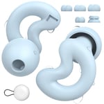 Ear Plugs for Sleeping Noise Cancelling Up to NRR49dB-Ultra Soft, Reusable Silicone Ear Plugs for Sleep Snoring Blocking, Side Sleepers-10 Ear Tips in XS/S/M/L/Double Layer Milky Blue