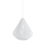 EGLO Suspension luminaire Dolwen, lampe à susprendre pour table à manger, lustre chambre et salle à manger, abat-jour japonais en tissu et métal blanc, douille E27, Ø 33,5 cm