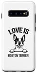 Coque pour Galaxy S10+ l'amour est le chien Boston Terrier