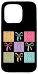 Coque pour iPhone 15 Pro Silhouette de lapin Couleurs pastel Blocs de Pâques