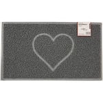 Nicoman Cœur Paillasson Lavable en Relief Vinyle Boucles d'entrée Tapis Lavable de Bienvenue -(Utilisez-Le Uniquement à l'extérieur),Petit (60x40cm), Gris