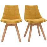 Miliboo - Chaises scandinaves en tissu effet velours jaune moutarde et bois clair (lot de 2) matilde